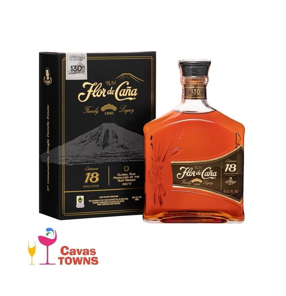 Ron Flor de Caña 18 Años 750 ml - Cavas Towns