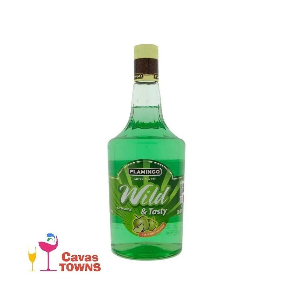 Licor Flamingo Manzana Verde Wild & Tasty 1L - Cavas Towns Licor Flamingo Manzana Verde Wild & Tasty 1L - Cavas Towns
