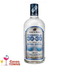 Tequila 30-30 Blanco 100% Agave - 1L - Cavas Towns