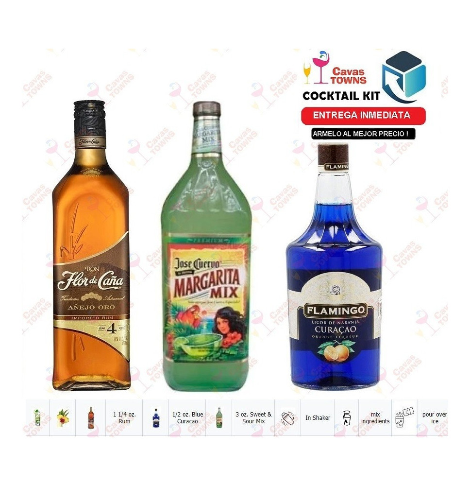 Cocktail Kit Blue Passion Receta Recipe - Cavas Towns