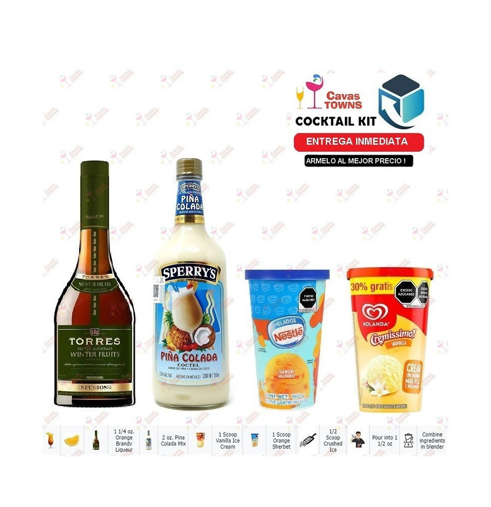 Cocktail Kit Champagne Brunch - 1 Receta Recipe - Cavas Towns