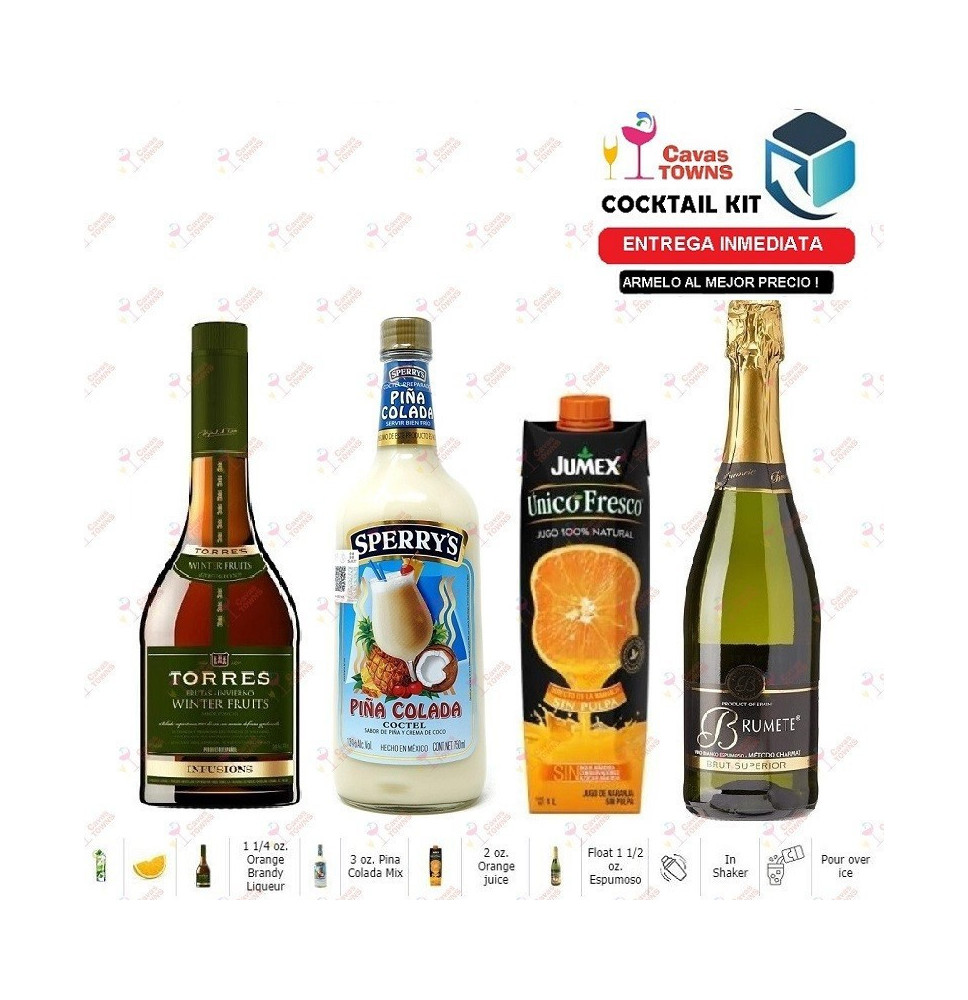 Cocktail Kit Champagne Brunch - 2 Receta Recipe - Cavas Towns